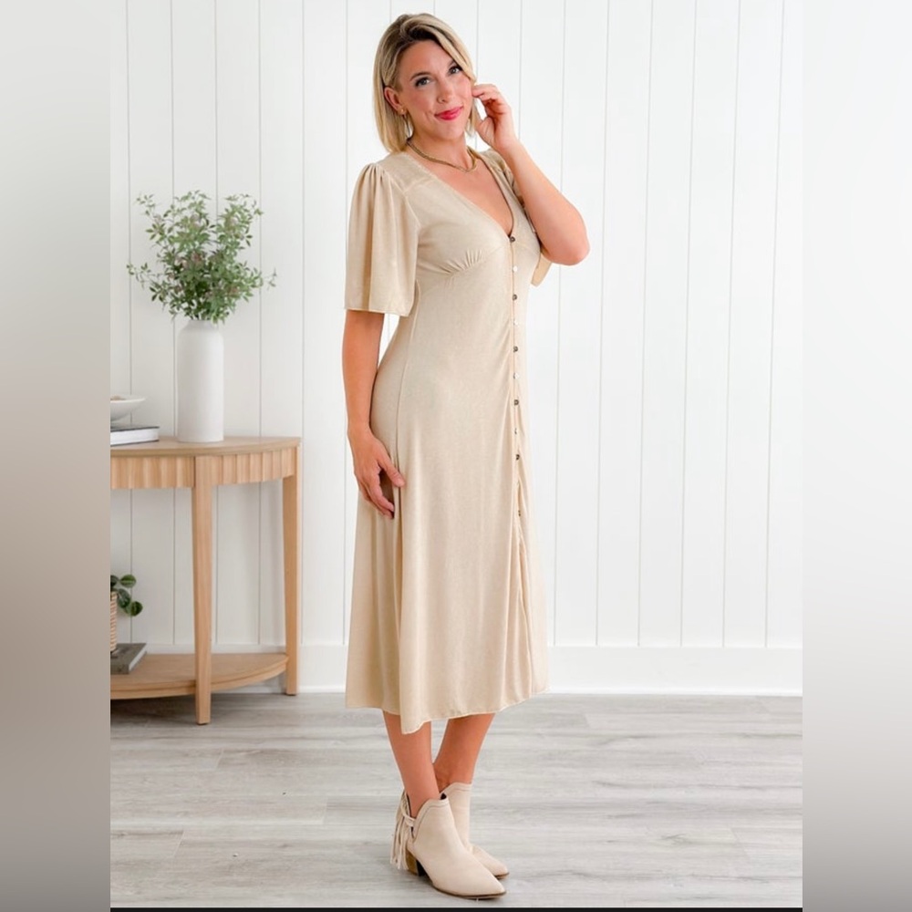 POL short sleeve button down dress